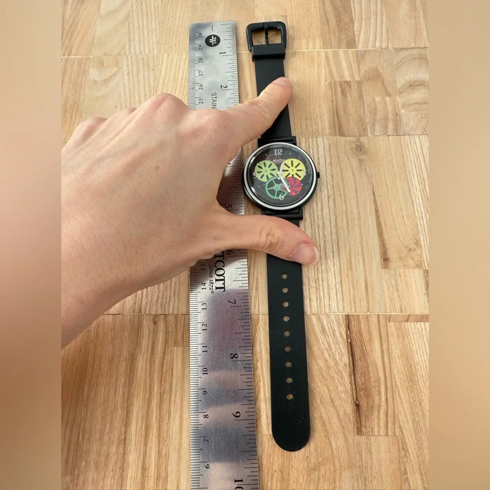 Vintage Armitron AWatch gears design black watch NEW BATTERY